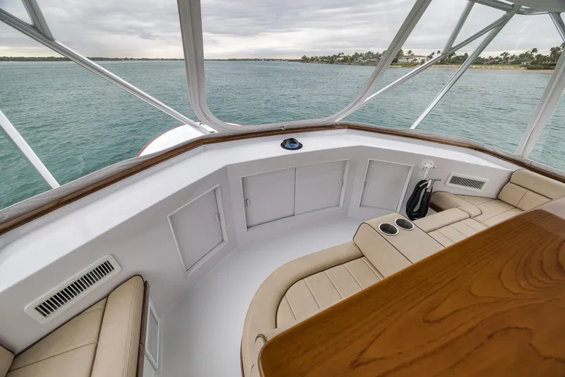 Slide: The Image of Luxurious seating area on a 1997 Merritt 58 yacht with ocean view. - 108
