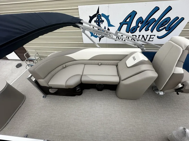 Slide: The Image of Luxurious seating in Avalon LSZ Quad Lounge 2026 boat. - 6