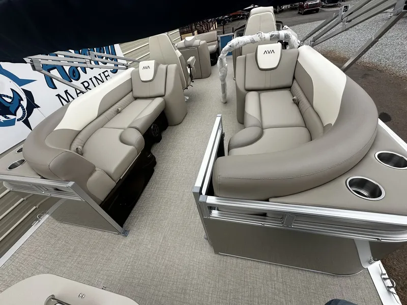 Slide: The Image of Luxurious seating on Avalon LSZ Quad Lounge 2026 pontoon boat. - 8