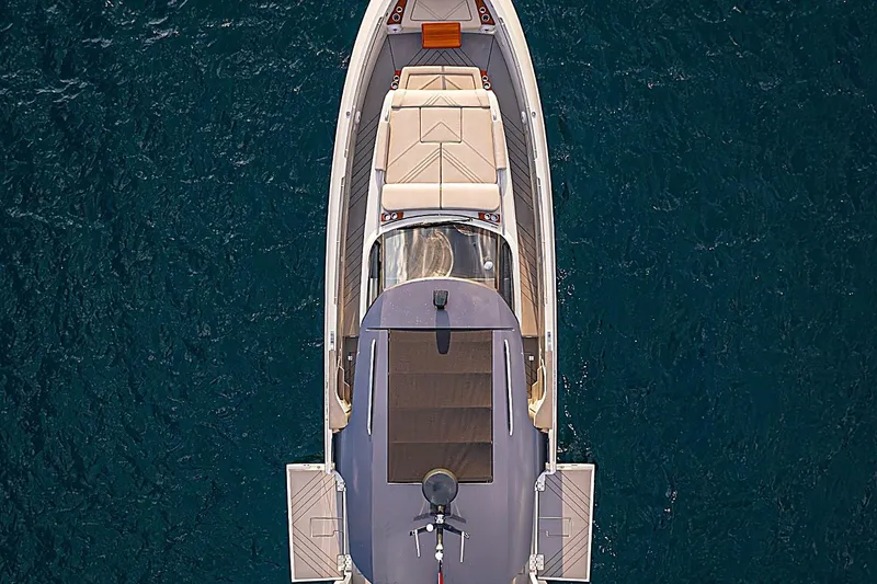 Slide: The Image of Aerial view of 2024 Wiszniewski Yachts W43 on deep blue water. - 7