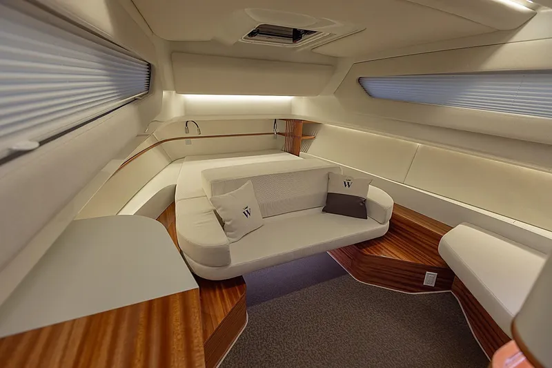 Slide: The Image of Luxurious interior of 2024 Wiszniewski Yachts W43, featuring elegant seating and modern design. - 8