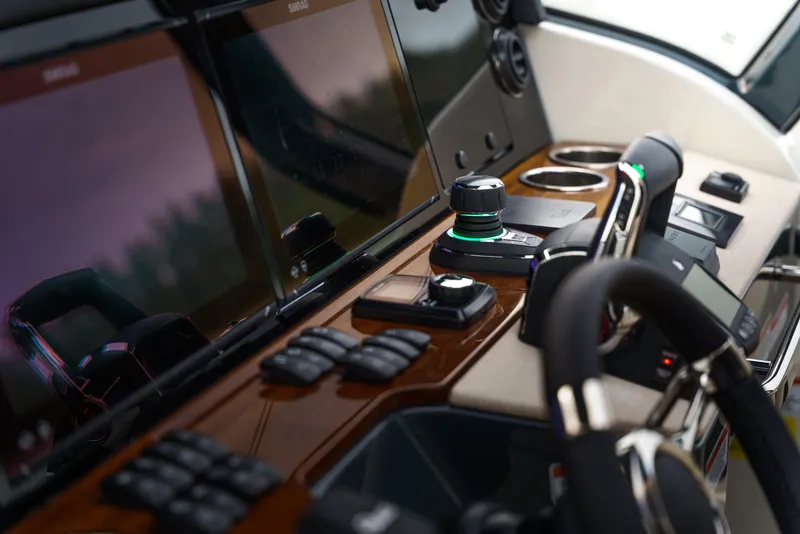 Slide: The Image of Modern helm of 2026 Wiszniewski Yachts W43 with advanced navigation controls and displays. - 7