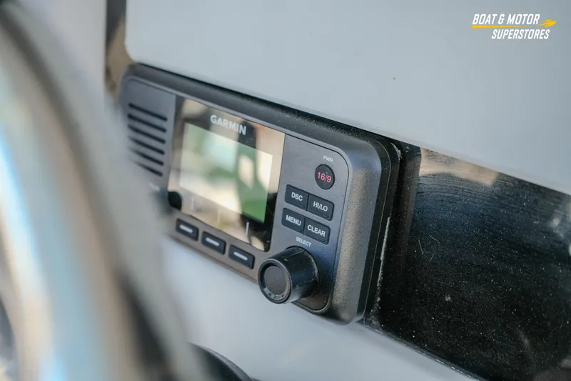 Slide: The Image of Garmin device on 2025 Blackfin 242 HB boat dashboard, close-up view. - 28