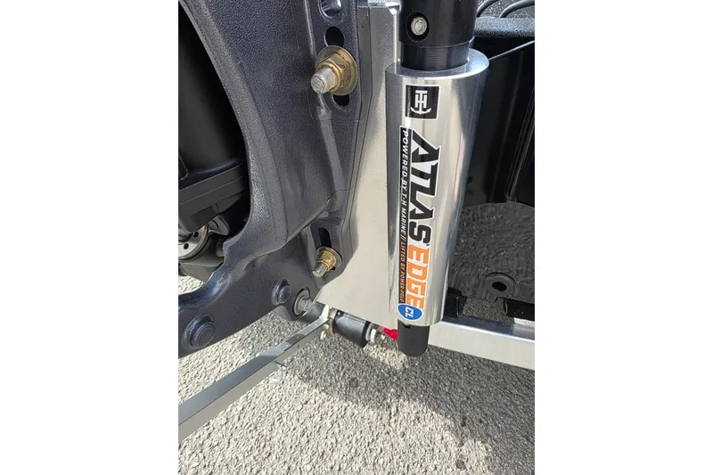 Slide: The Image of Close-up of Atlas Edge hydraulic component on 2026 Xpress X21 Pro boat. - 20