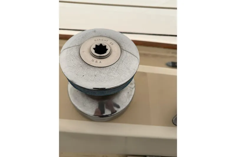 Slide: The Image of Close-up of a Barient 25 winch on a 1979 O'Day 37 sailboat. - 27