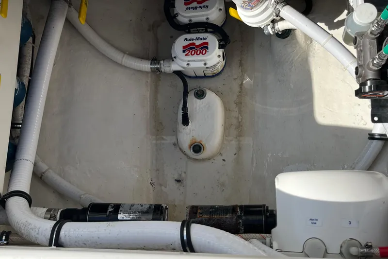 Slide: The Image of Bilge area of 2020 Jupiter 34 Center Console with Rule-Mate 2000 pump. - 35