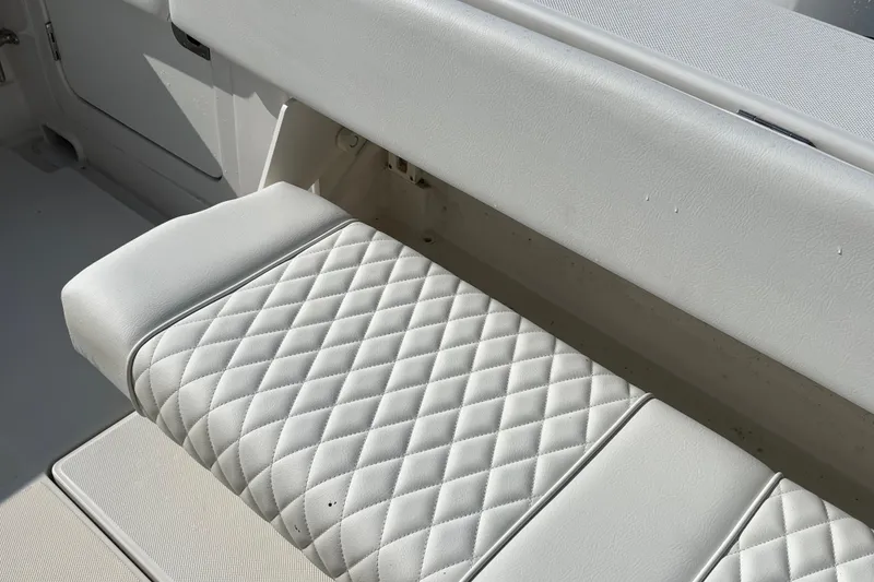 Slide: The Image of Quilted white seating on 2020 Jupiter 34 Center Console boat. - 37