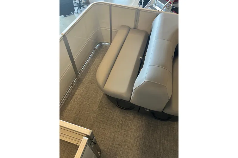 Slide: The Image of Interior seating of 2026 Sun Tracker Party Barge 18 DLX pontoon boat. - 9