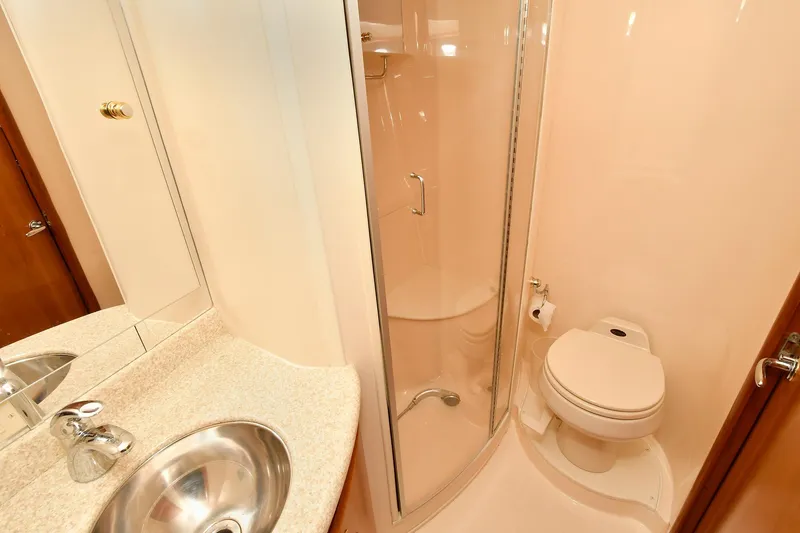 Slide: The Image of Bathroom interior of 2001 Carver 466 Motor Yacht with shower and sink. - 41