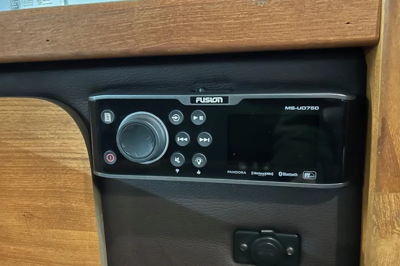 Slide: The Image of Fusion MS-UD750 stereo system in 2017 Ranger Tugs R-25 SC boat interior. - 18
