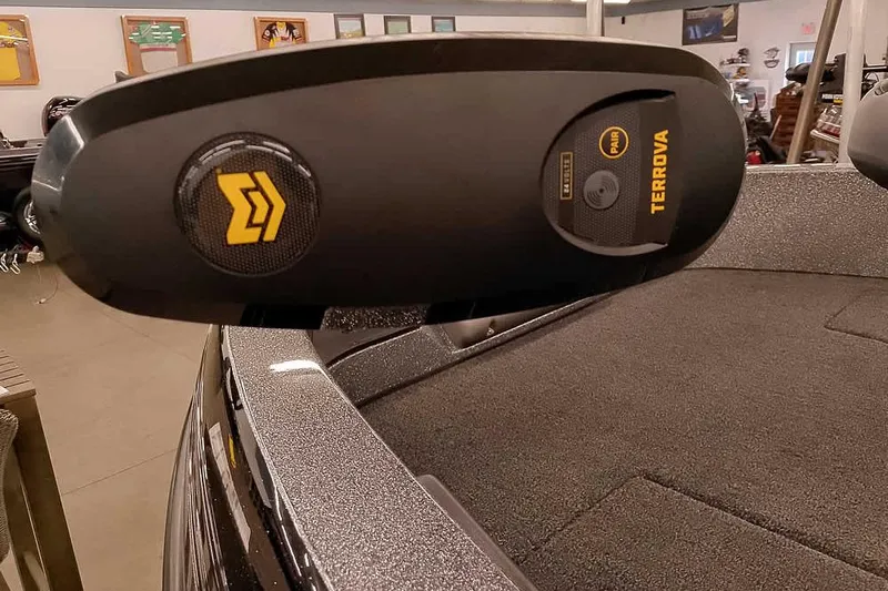 Slide: The Image of 2026 Ranger 1880MS Angler boat with Terrova trolling motor in showroom. - 12