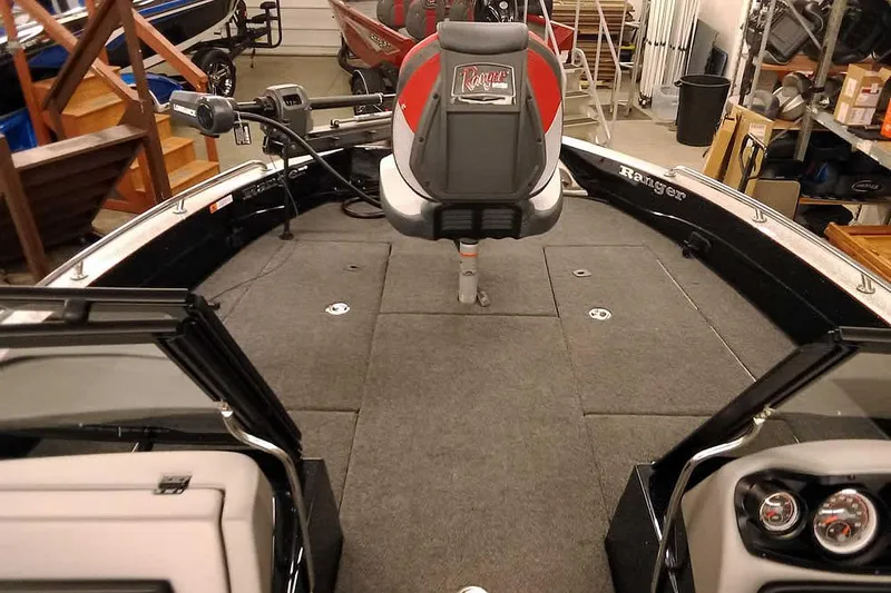 Slide: The Image of 2026 Ranger 621FS Fisherman boat interior with seating and control panel. - 8