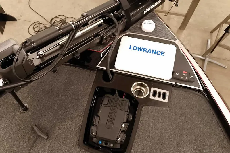 Slide: The Image of 2026 Ranger Z521R Cup-Equipped boat with Lowrance electronics and control panel. - 11