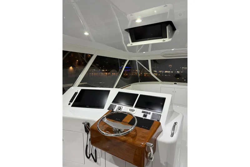 Slide: The Image of Interior view of 2006 Blackwell 66 Convertible yacht cockpit with modern navigation equipment. - 8