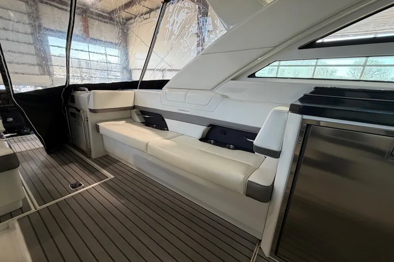 Slide: The Image of 2017 Formula 430 Super Sport Crossover interior with sleek seating and modern design. - 21