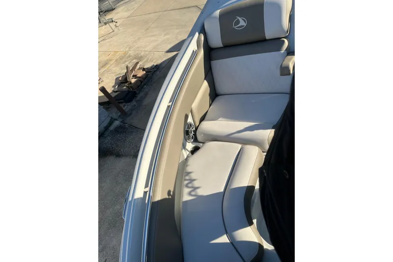 Slide: The Image of 2022 Finseeker 280 DC boat interior with comfortable seating and stylish design. - 35