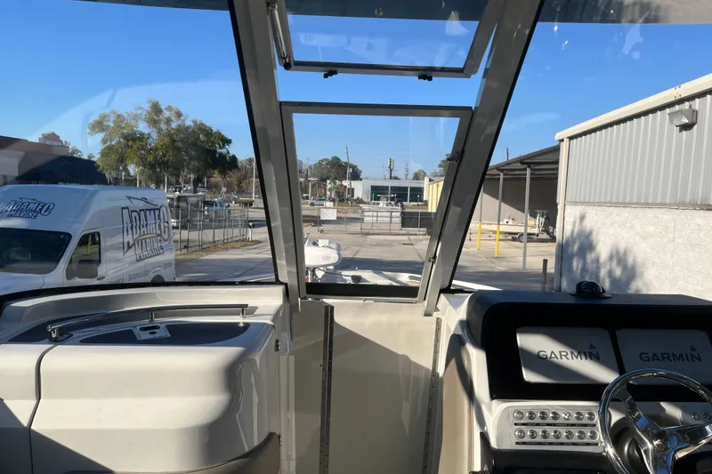 Slide: The Image of Interior view of 2022 Finseeker 280 DC boat with Garmin navigation system. - 38