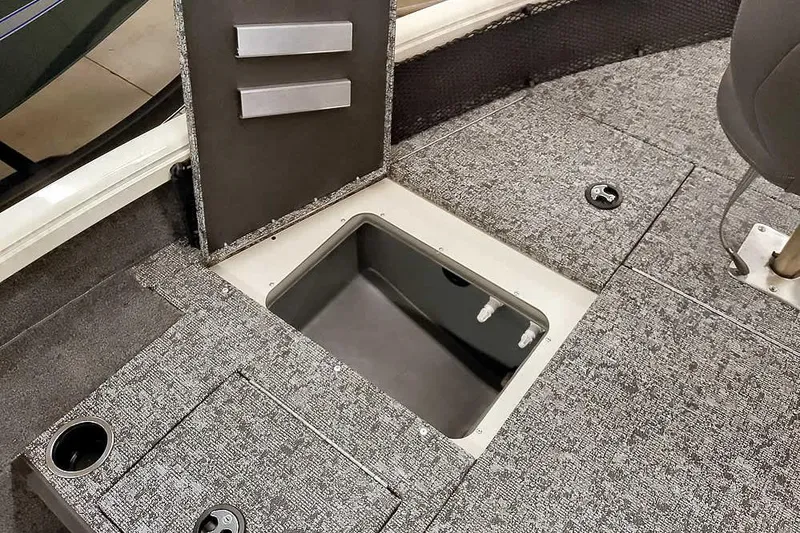 Slide: The Image of 2026 Ranger VS1682SC Angler boat interior with open storage compartment. - 13