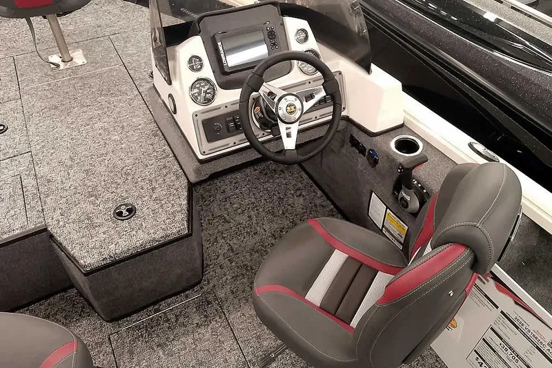 Slide: The Image of 2026 Ranger VS1682SC Angler boat interior with steering wheel and seating. - 20