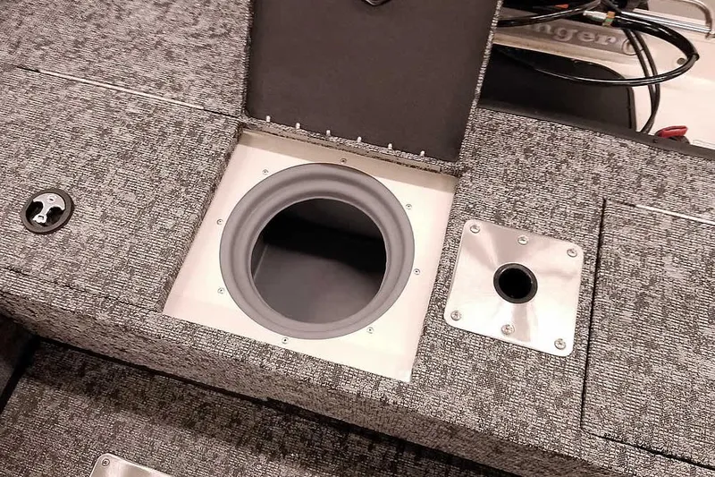 Slide: The Image of 2026 Ranger VS1682SC Angler boat interior with storage compartment and fittings. - 26