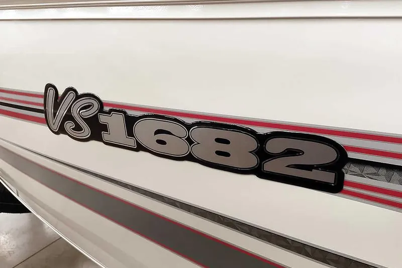 Slide: The Image of 2026 Ranger VS1682SC Angler boat with bold model lettering and sleek design. - 3