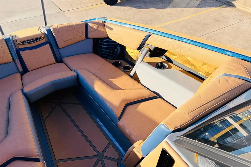 Slide: The Image of 2026 Nautique Super Air Nautique G25 Paragon interior with luxurious seating and modern design. - 23