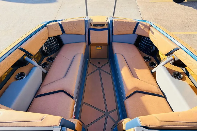 Slide: The Image of Luxurious interior of 2026 Nautique Super Air Nautique G25 Paragon boat. - 26