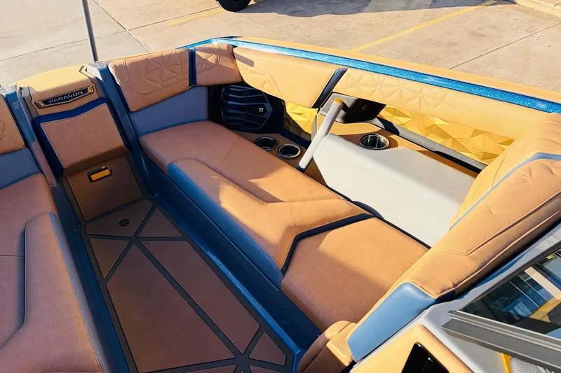 Slide: The Image of 2026 Nautique Super Air Nautique G25 Paragon interior with luxurious seating and modern design. - 28