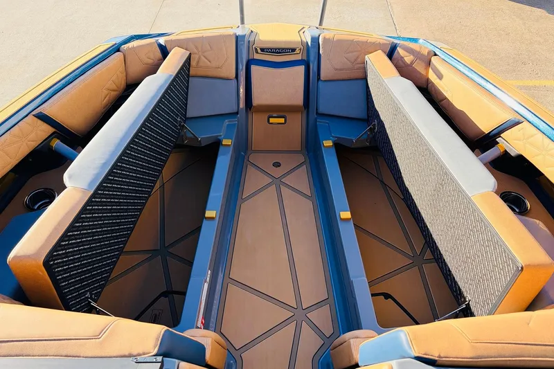 Slide: The Image of 2026 Nautique Super Air Nautique G25 Paragon interior with luxurious seating and modern design. - 29
