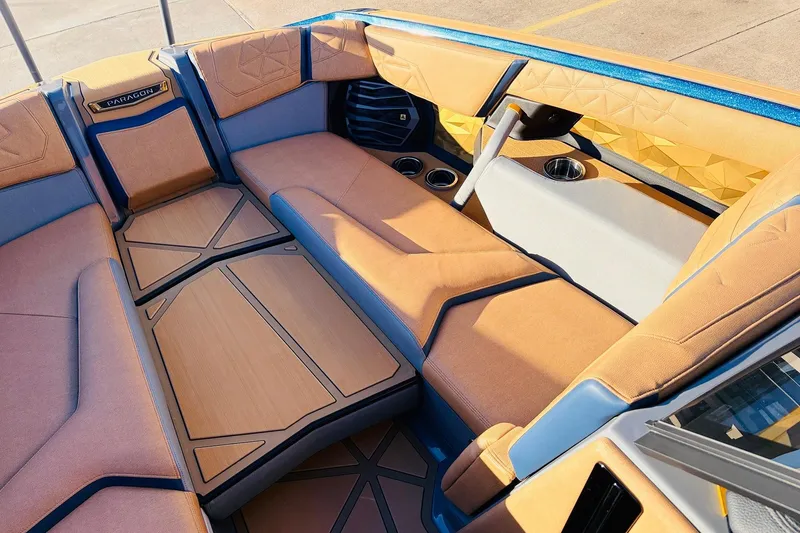 Slide: The Image of 2026 Nautique Super Air Nautique G25 Paragon interior with luxurious seating and modern design. - 32