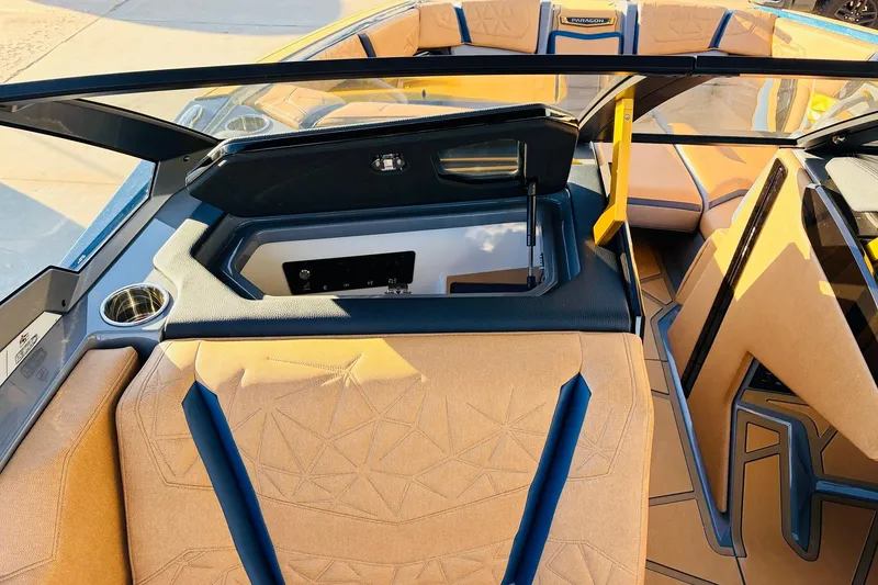 Slide: The Image of 2026 Nautique Super Air Nautique G25 Paragon interior with luxurious seating and modern design. - 39