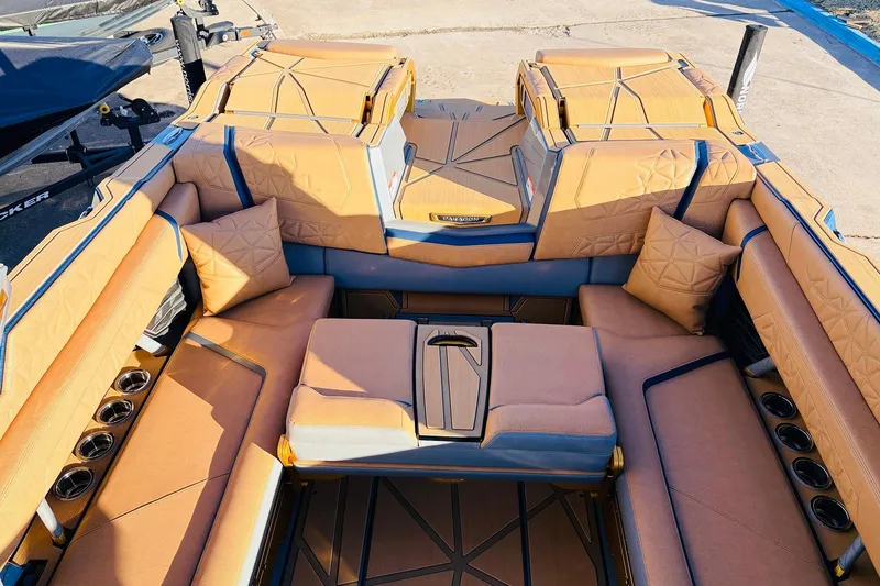 Slide: The Image of Luxurious interior of 2026 Nautique Super Air Nautique G25 Paragon boat. - 50