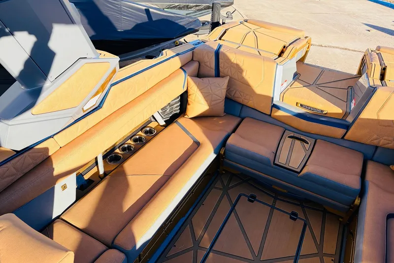 Slide: The Image of Luxurious interior of 2026 Nautique Super Air Nautique G25 Paragon boat. - 61