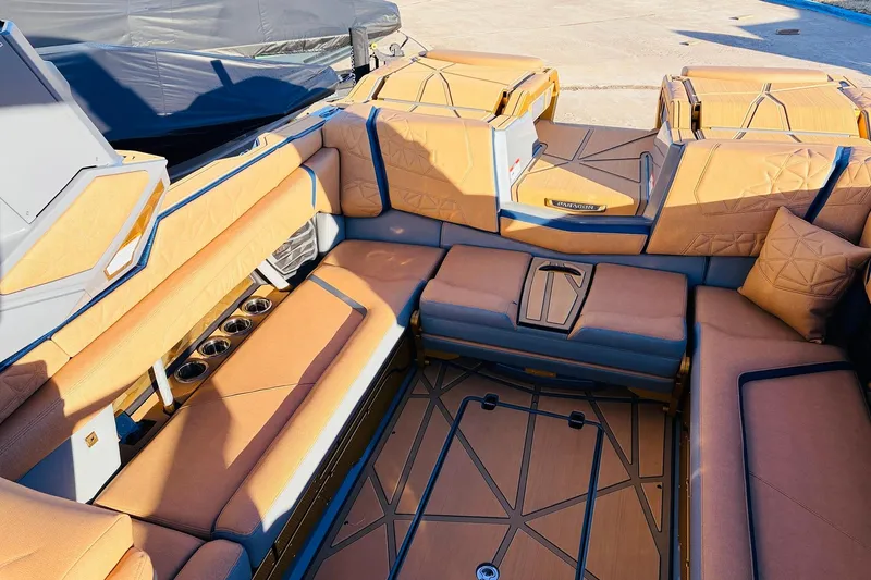 Slide: The Image of Luxurious interior of 2026 Nautique Super Air Nautique G25 Paragon boat. - 62