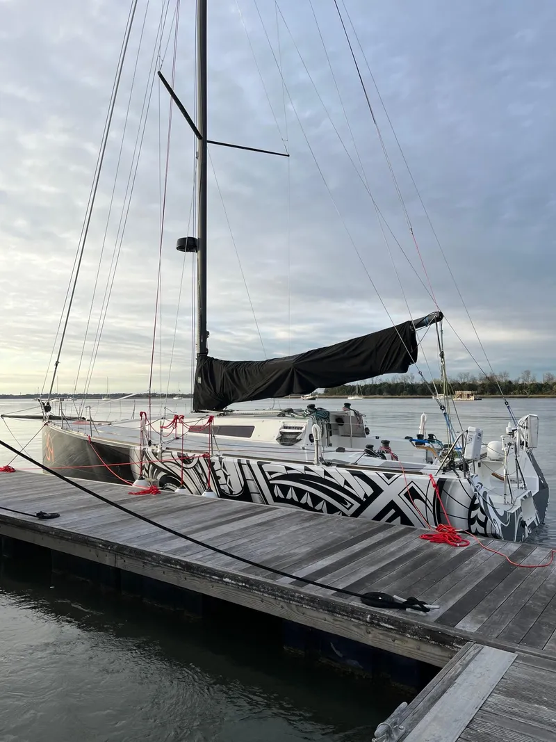 Slide: The Image of 2007 Akilaria MK1 Class 40 sailboat docked at marina. - 3