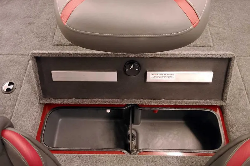 Slide: The Image of 2026 Ranger RT188 boat interior with storage compartment and pump-out feature. - 22