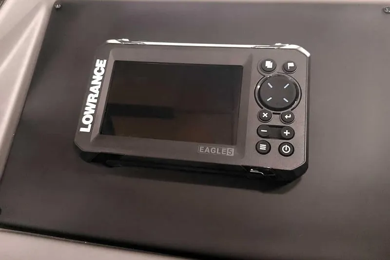 Slide: The Image of Lowrance Eagle 5 fish finder on 2026 Ranger 2050MS Reata boat dashboard. - 33
