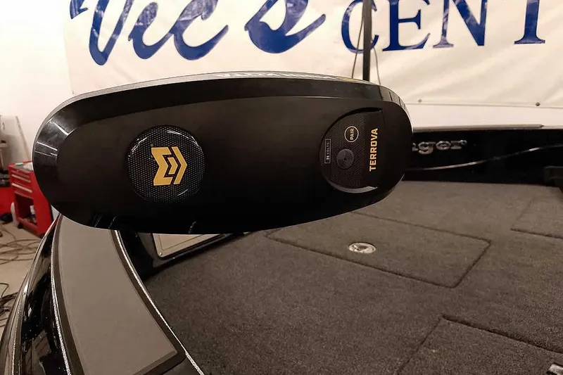 Slide: The Image of Close-up of a 2026 Ranger 622FS Pro boat with Terrova motor detail. - 8