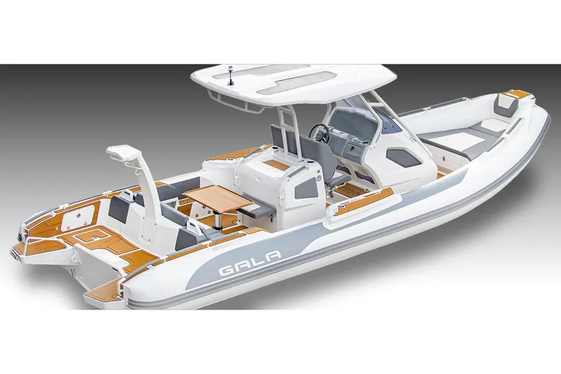 Slide: The Image of Manufacturer Provided Image: Gala V8 2026 boat with modern design and wood accents. - 3