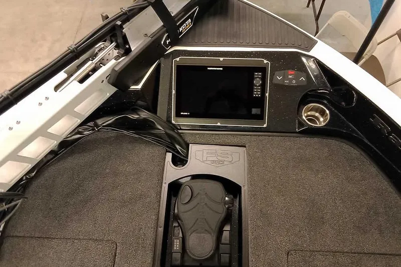 Slide: The Image of 2026 Ranger 620xFS Pro boat dashboard with advanced navigation system and controls. - 10