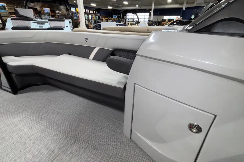 Slide: The Image of 2026 Viaggio Lago Z24U boat interior with sleek seating and modern design. - 12