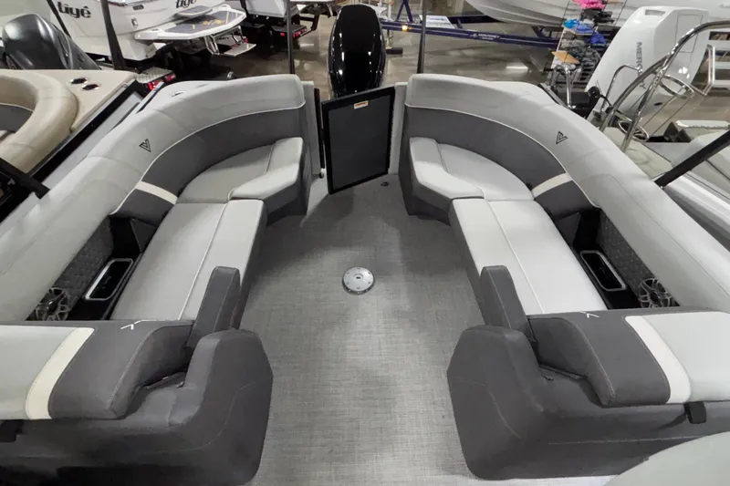 Slide: The Image of Interior of 2026 Viaggio Lago Z24U boat with spacious seating and modern design. - 14