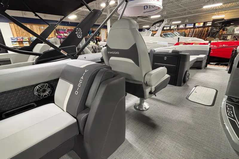 Slide: The Image of Interior of 2026 Viaggio Lago Z24U boat with modern seating and sleek design. - 4