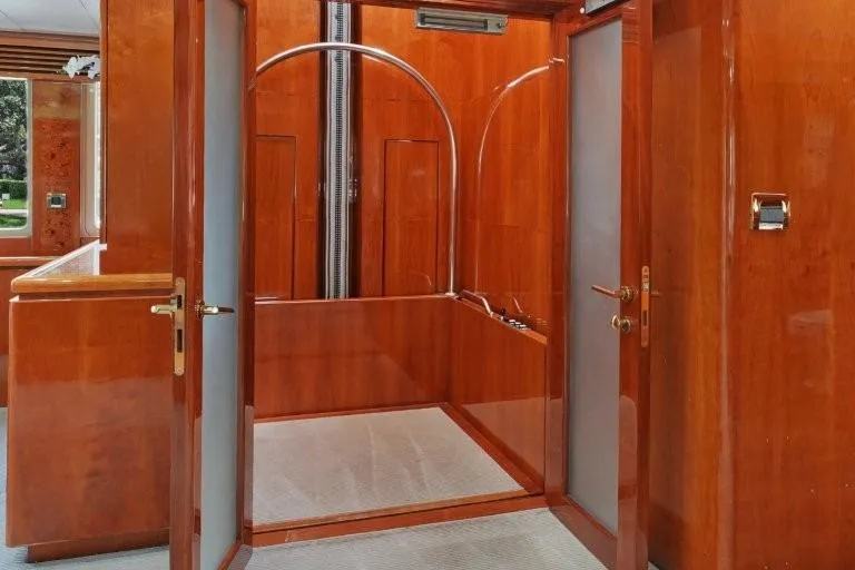 Slide: The Image of Luxurious wooden interior of 2003 Hargrave Sky Lounge yacht with elegant doors and fixtures. - 27