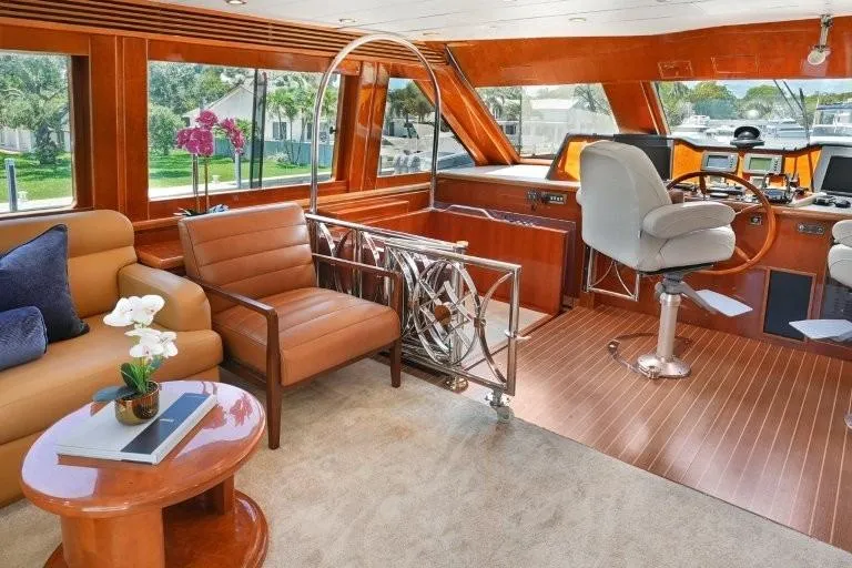 Slide: The Image of Luxurious 2003 Hargrave Sky Lounge interior with elegant seating and helm station. - 36