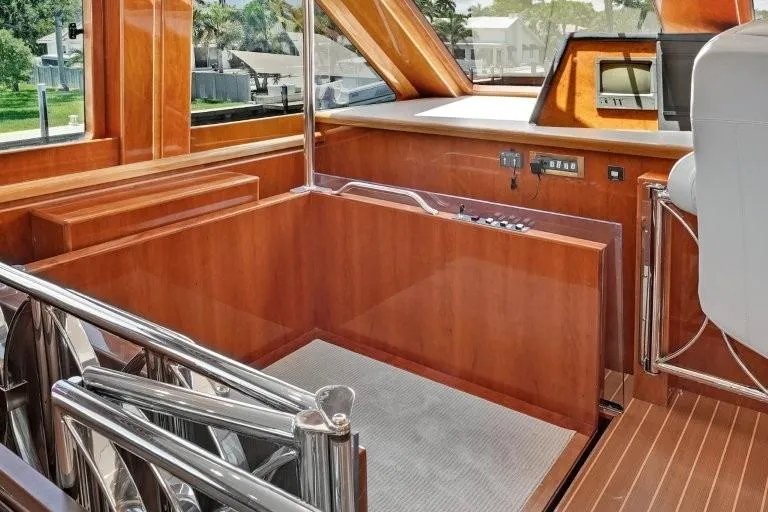 Slide: The Image of Luxurious interior of 2003 Hargrave Sky Lounge yacht with polished wood and modern design. - 40