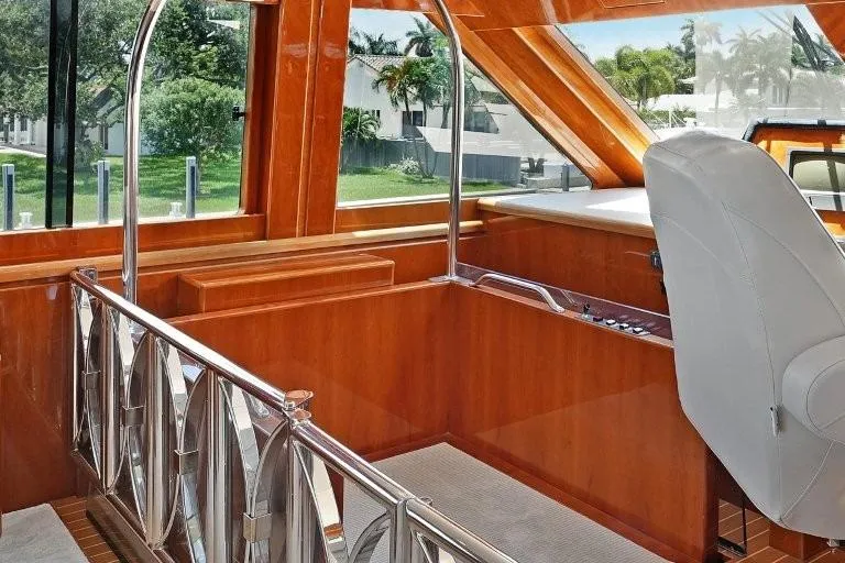 Slide: The Image of Luxurious interior of 2003 Hargrave Sky Lounge yacht with polished wood and modern design. - 42