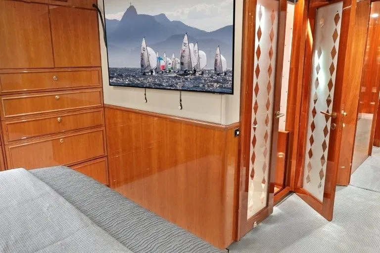 Slide: The Image of Luxurious 2003 Hargrave Sky Lounge interior with wood paneling and nautical artwork. - 53