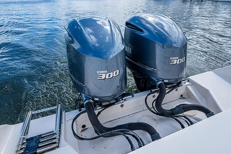 Slide: The Image of Twin Yamaha 300 engines on a 2016 Grady-White Canyon 271 FS boat. - 20