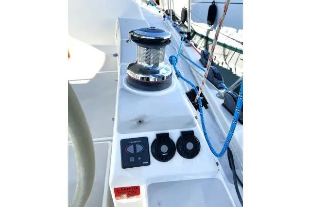 Slide: The Image of Sailboat deck with winch and control panel, Blue Jacket 40, 2015 model. - 32